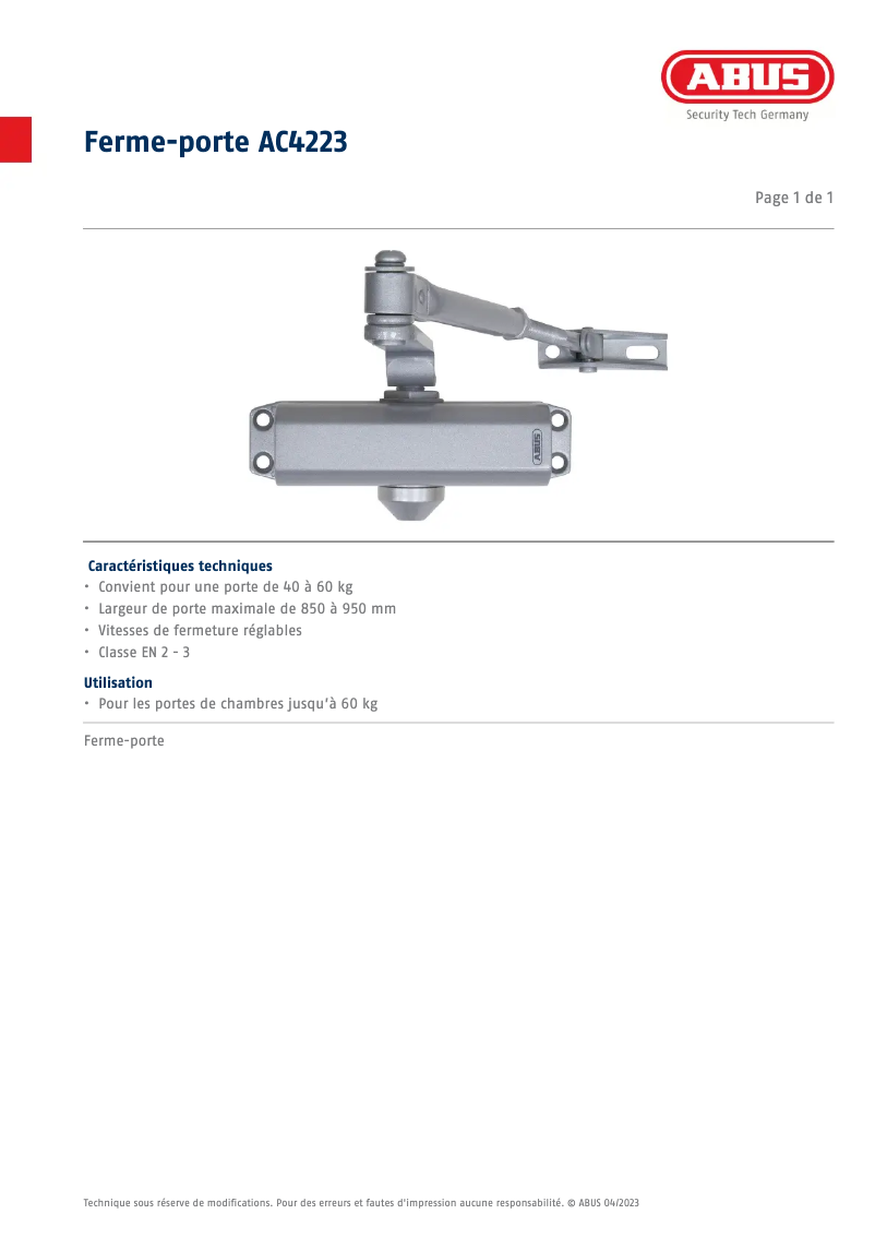 Image de la première page du manuel de l'appareil AC4223