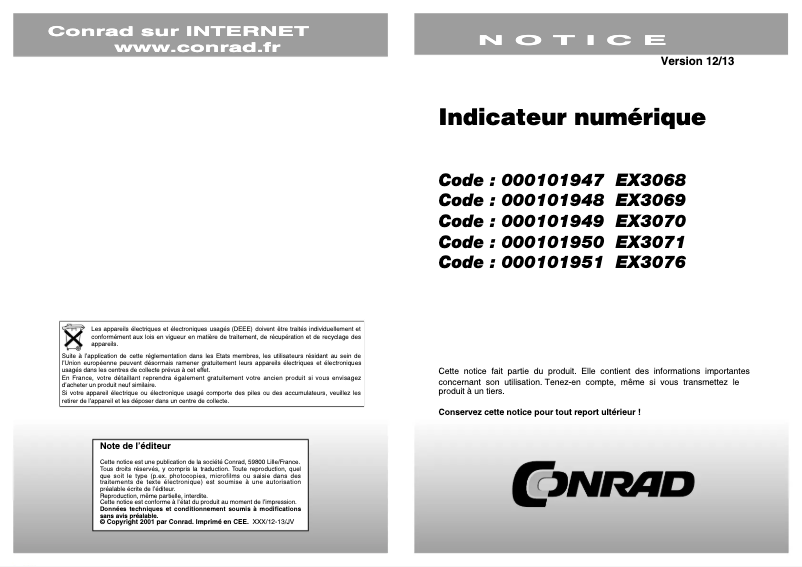 Page n°1 - Manuel utilisateur Beckmann & Egle EX3070