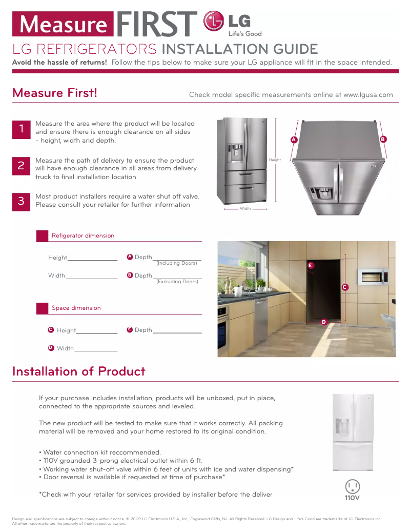 Page n°1 - Guide d'installation LG DLE3400W
