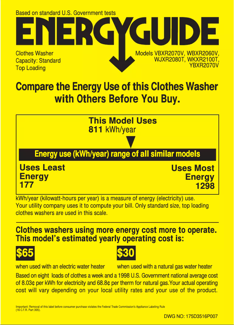 Image de la première page du manuel de l'appareil YBXR2070VWW