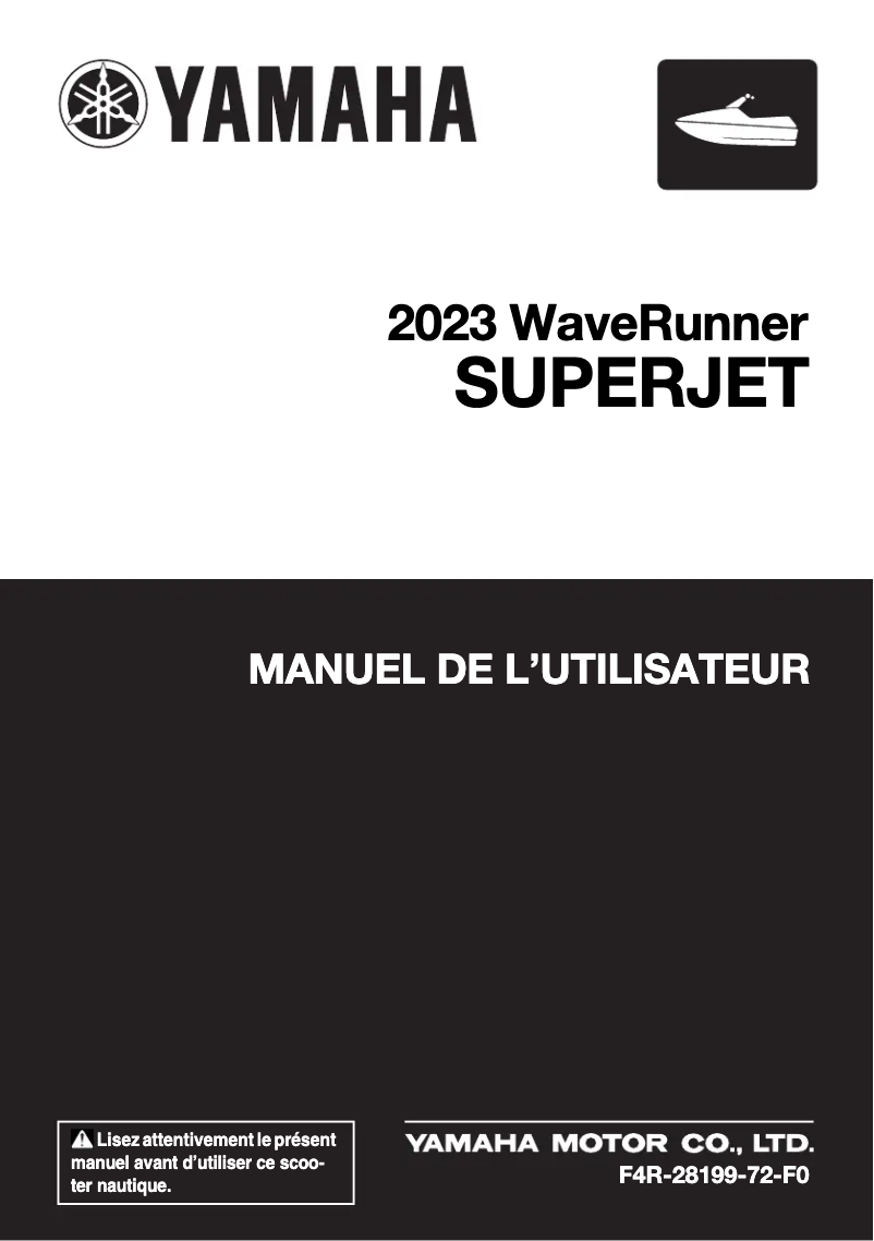Page 1 de la notice Manuel utilisateur Yamaha WaveRunner Superjet (2023)