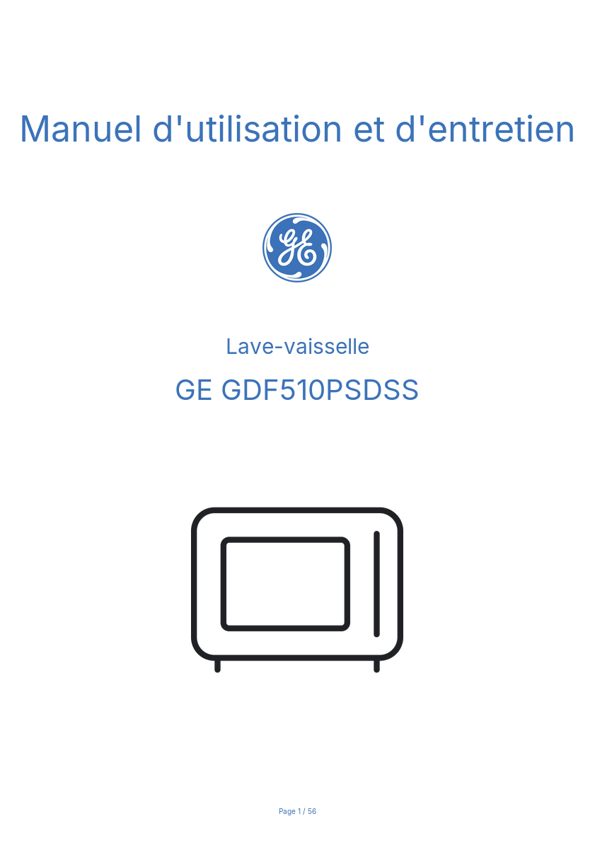 Page n°1 - Manuel d'utilisation et d'entretien GE GDF510PSDSS
