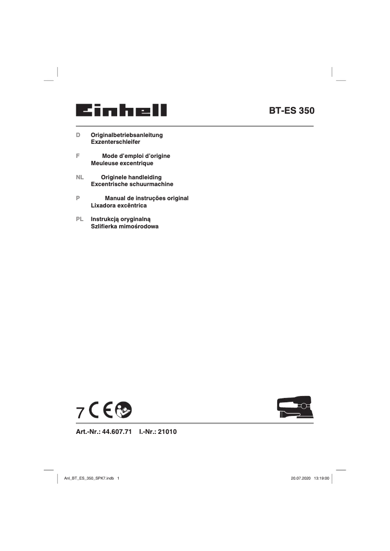 Page 1 de la notice Manuel utilisateur Einhell BT-ES 350