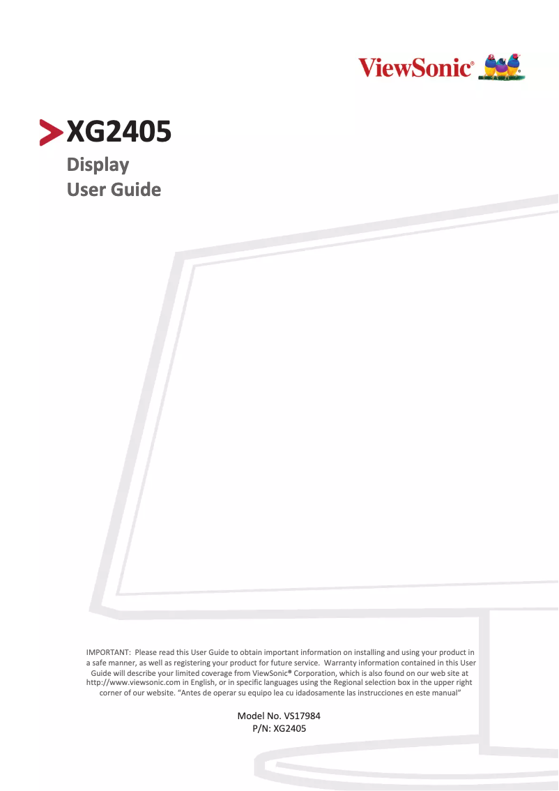 Page 1 de la notice Manuel utilisateur Viewsonic XG2405