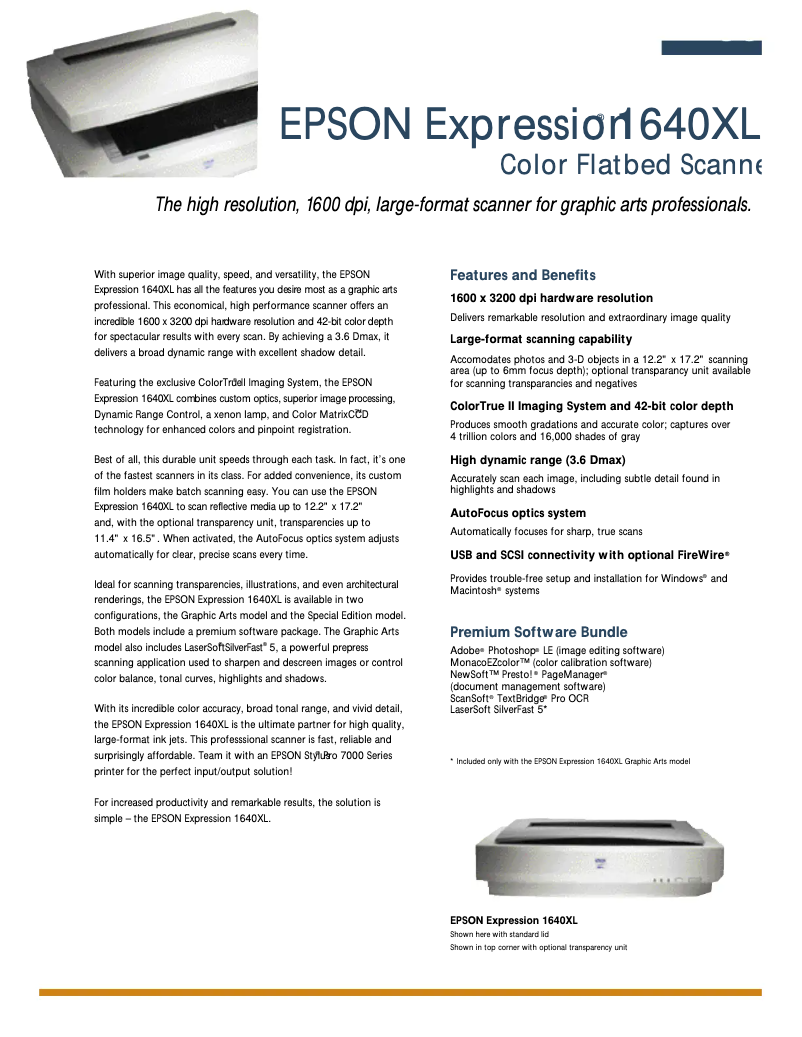 Imagen de la primera página del manual del dispositivo Expression 1640XL