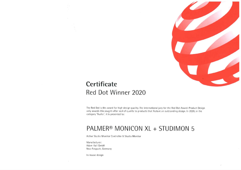 Page 1 de la notice Fiche technique Palmer Monicon XL