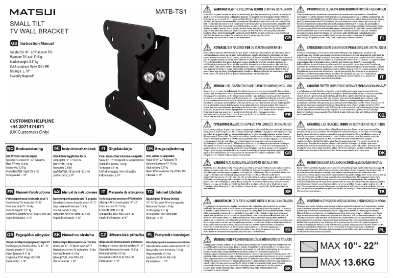 Page n°1 - Manuel utilisateur Matsui MATB-TS1