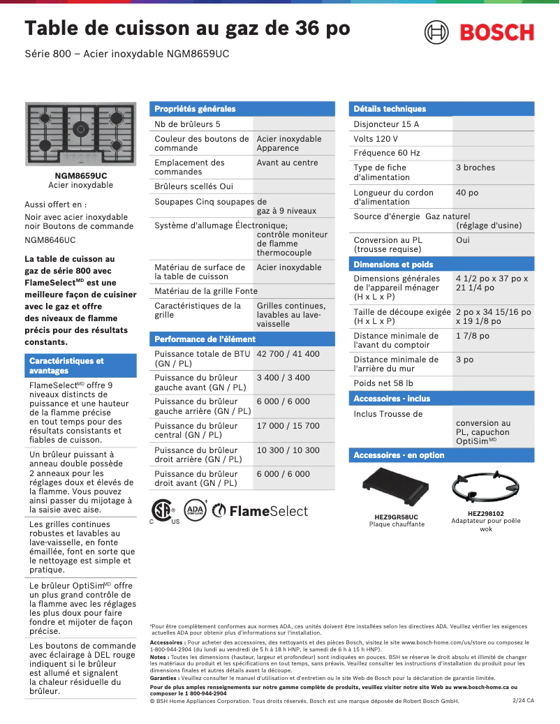 Página 1 del manual Ficha técnica Bosch SGX78C55UC