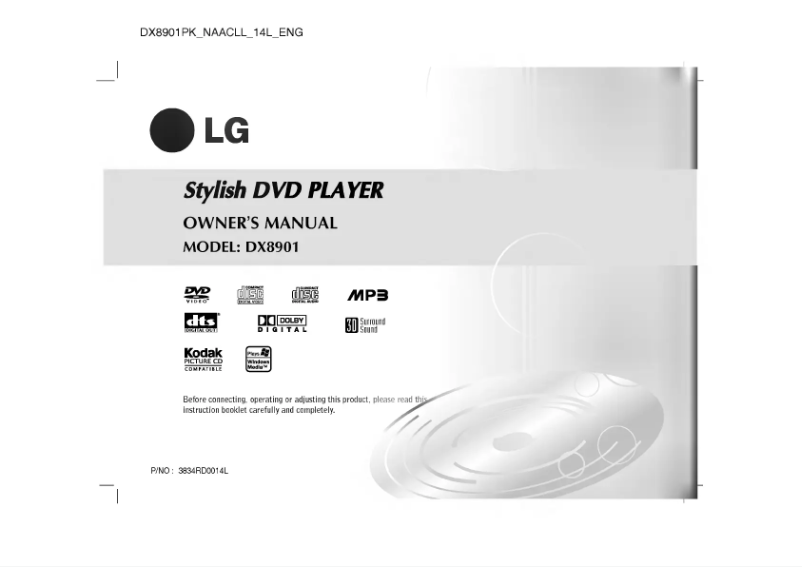 Page n°1 - Manuel utilisateur LG DX8901PK