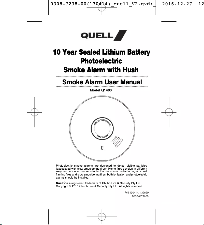Page n°1 - Manuel utilisateur Quell Q1400