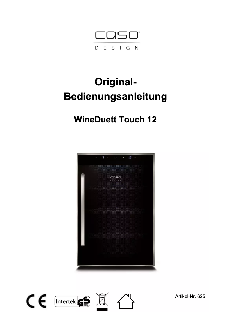 First page image of the manual for WineDuett Touch 12