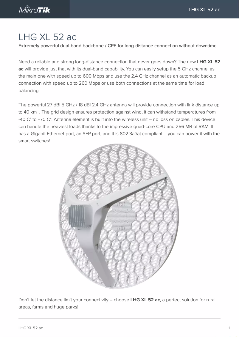 Page n°1 - Brochure Mikrotik LHG XL 52 ac