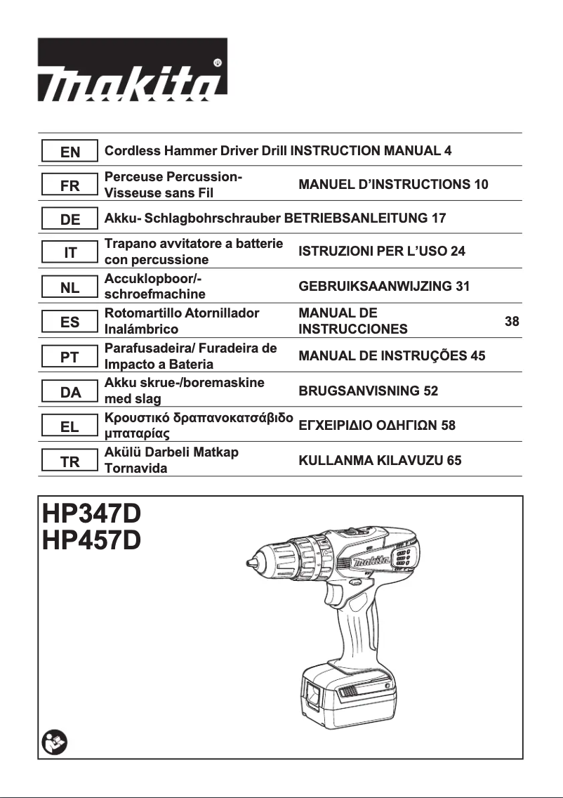 Page n°1 - Manuel utilisateur Makita HP457DWE10