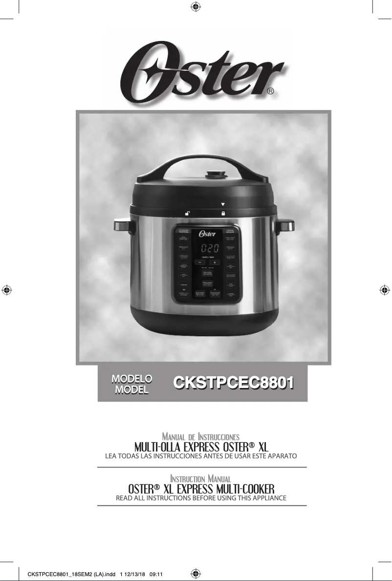 Page 1 de la notice Manuel utilisateur Oster CKSTPCEC8801