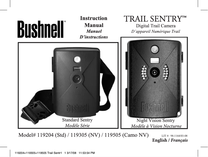 Page 1 de la notice Manuel utilisateur Bushnell Trail Sentry 119305