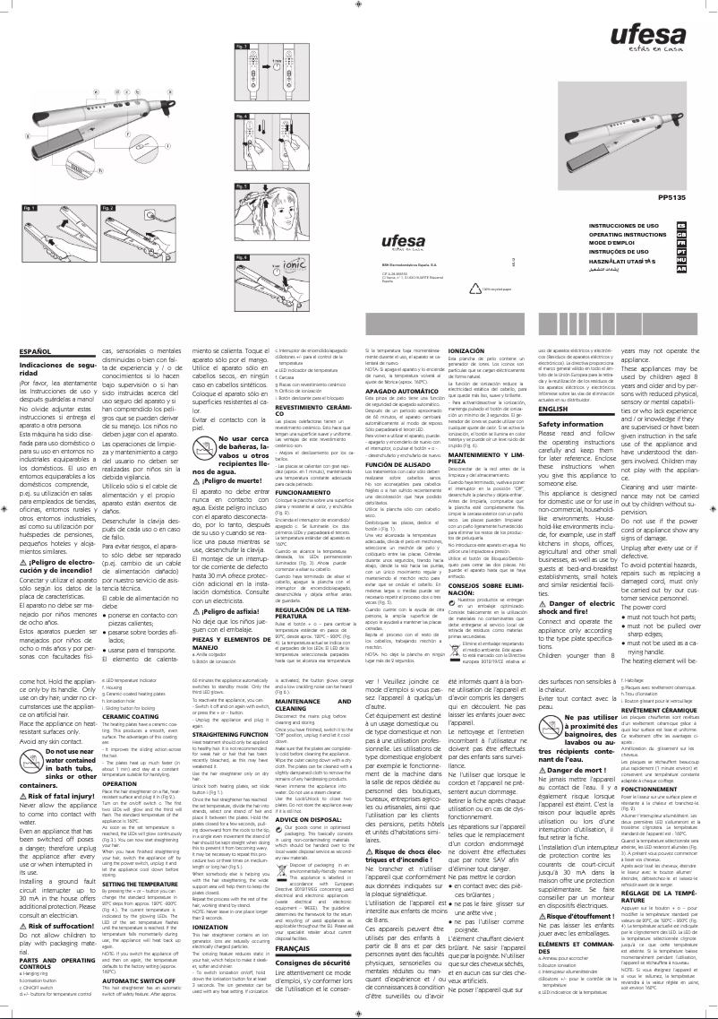 Page 1 de la notice Manuel utilisateur Ufesa PP5135
