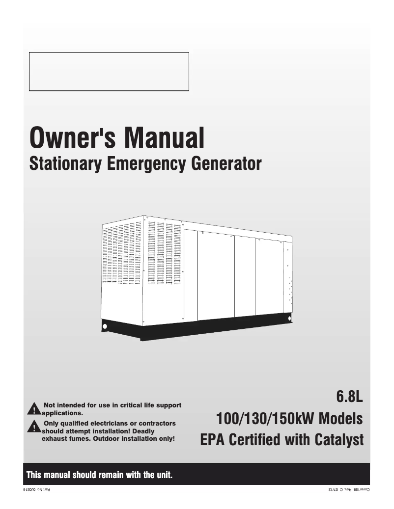 Page n°1 - Manuel utilisateur Generac QT15068GNACR