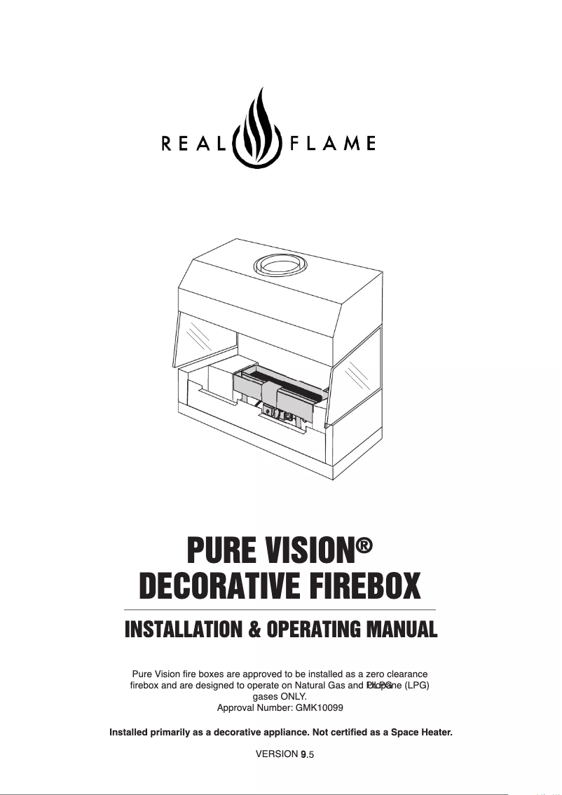 Page 1 de la notice Manuel utilisateur Real Flame Pure Vision 1800
