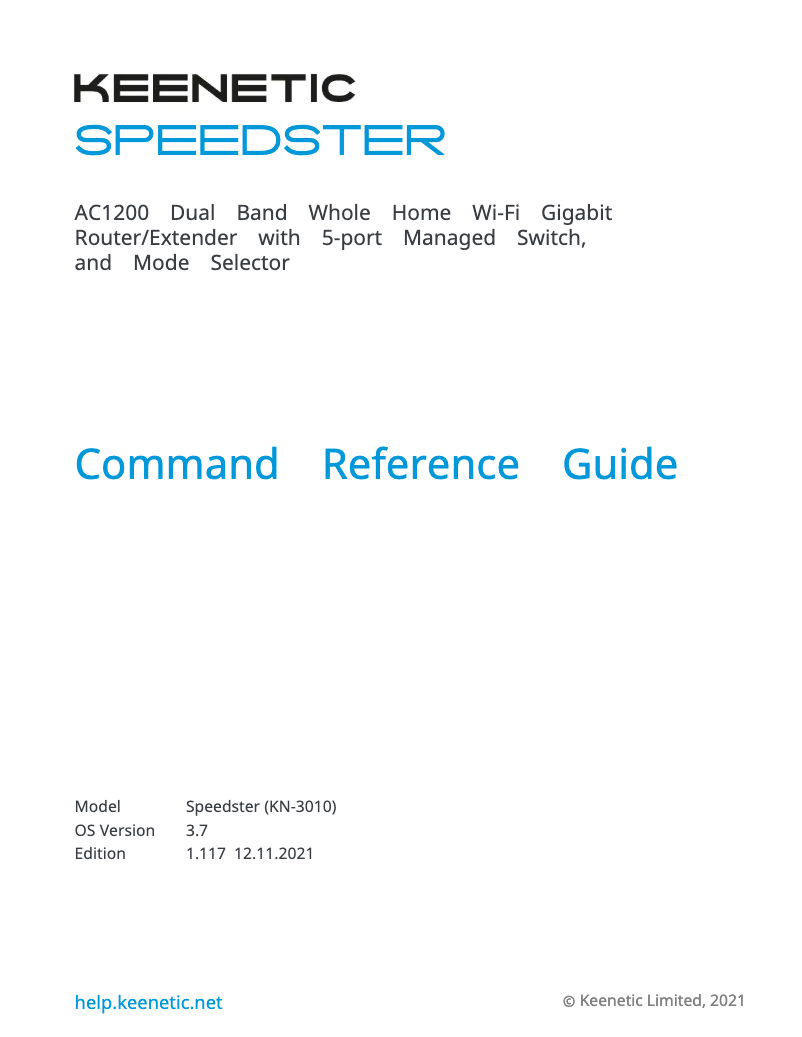 Page n°1 - Manuel utilisateur Keenetic Speedster