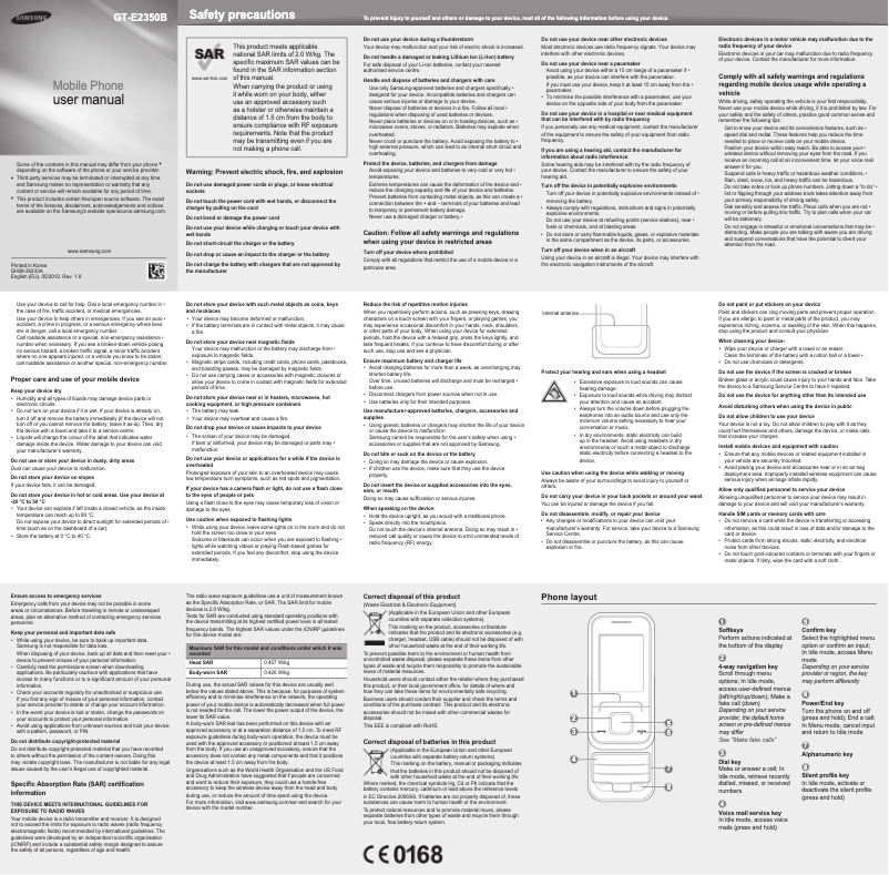 Image de la première page du manuel de l'appareil E2350