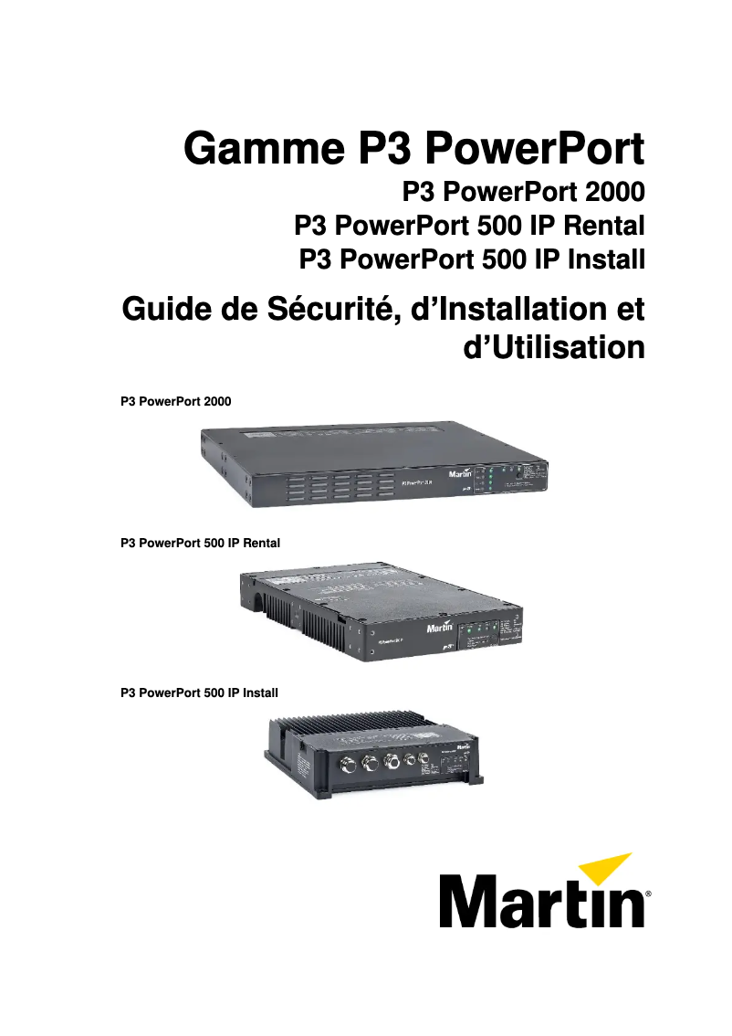Page n°1 - Instructions de sécurité Martin P3 PowerPort 500 IP Install