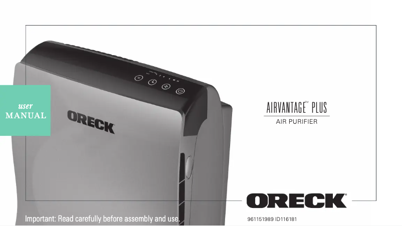 Page n°1 - Manuel utilisateur Oreck Airvantage Plus WK10052QPC