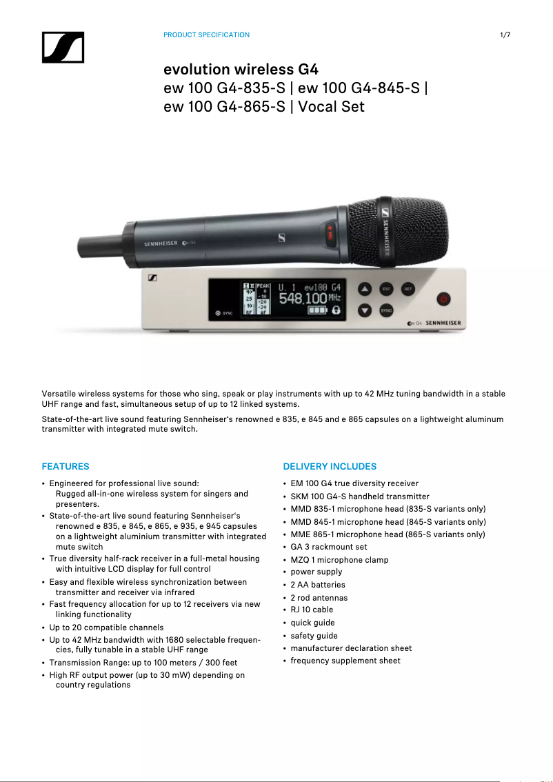 Page n°1 - Manuel utilisateur Sennheiser MME 865