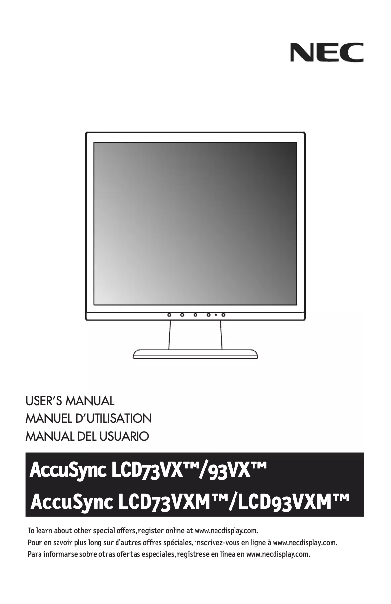 Página 1 del manual Manual de usuario NEC AccuSync LCD73VX