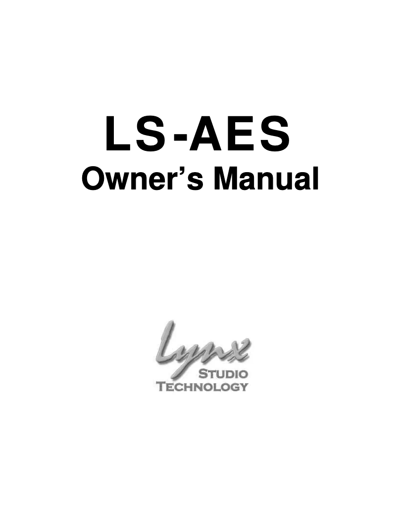 Página 1 del manual Manual de usuario Lynx LS-AES
