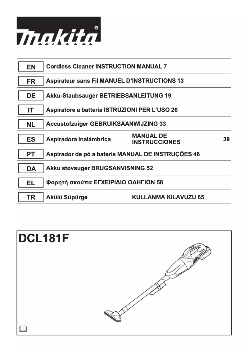 Page 1 de la notice Manuel utilisateur Makita DCL181FZW