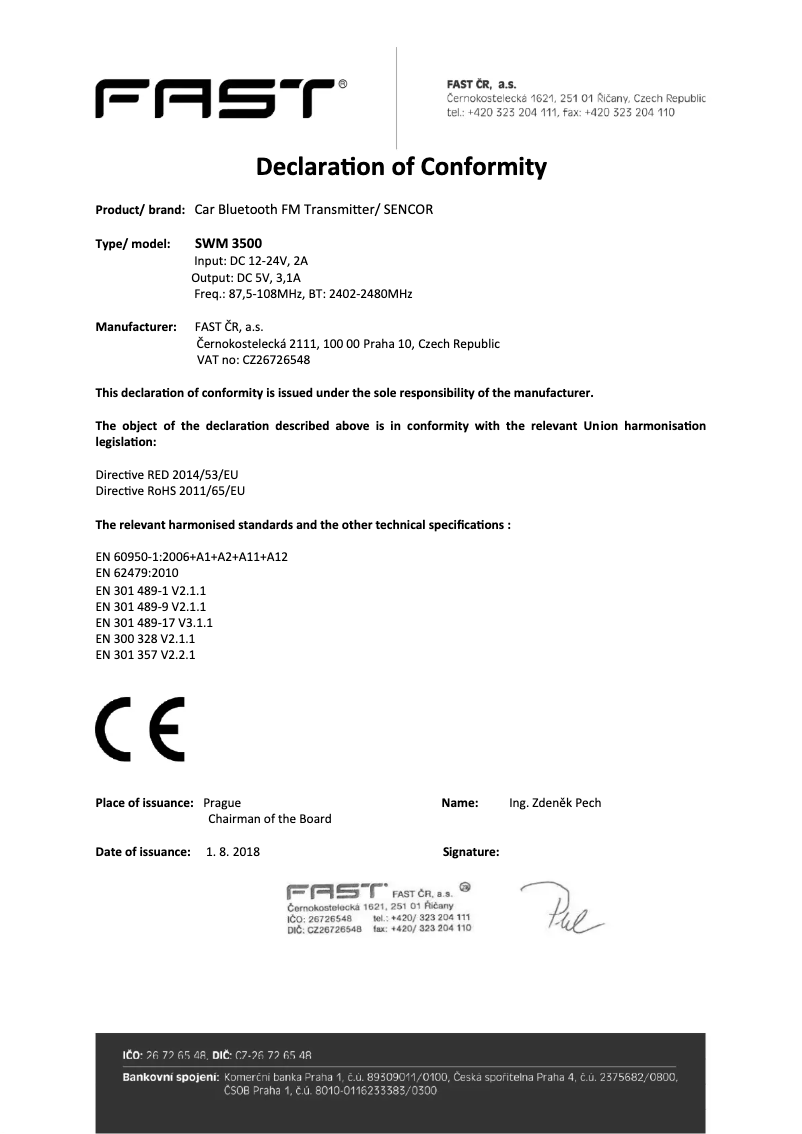 Page 1 de la notice Manuel utilisateur Sencor SWM 3500