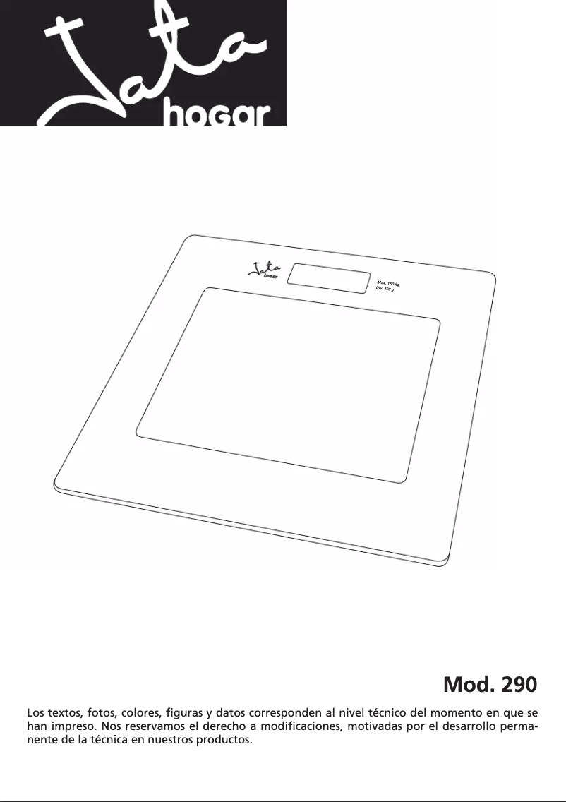 Page 1 de la notice Manuel utilisateur Jata 290