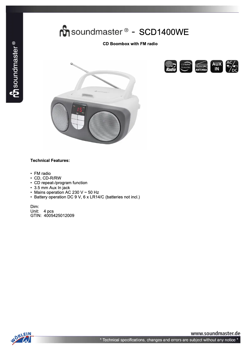 Image de la première page du manuel de l'appareil SCD1400