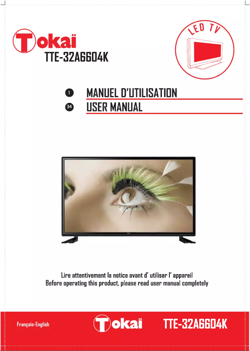 Page 1 de la notice Manuel utilisateur Tokaï TTE-32A6604K