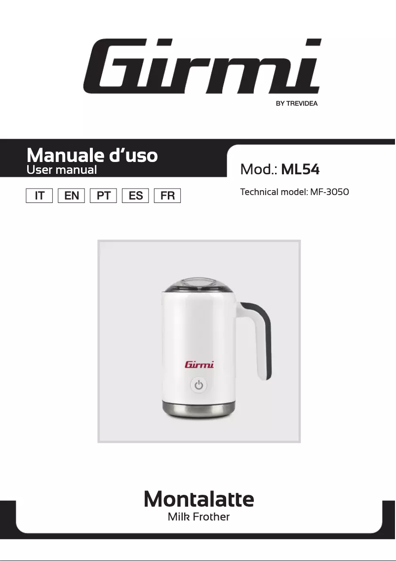 Page n°1 - Manuel utilisateur Girmi ML54