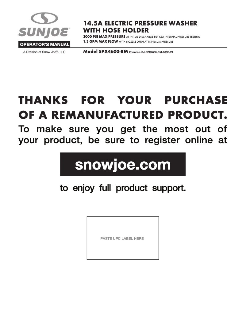 Image de la première page du manuel de l'appareil SPX4600-RM