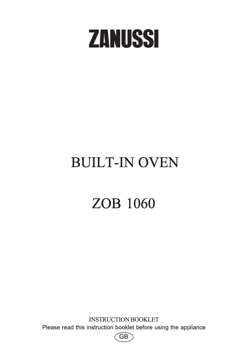 Page n°1 - Manuel utilisateur Zanussi ZOB1060X