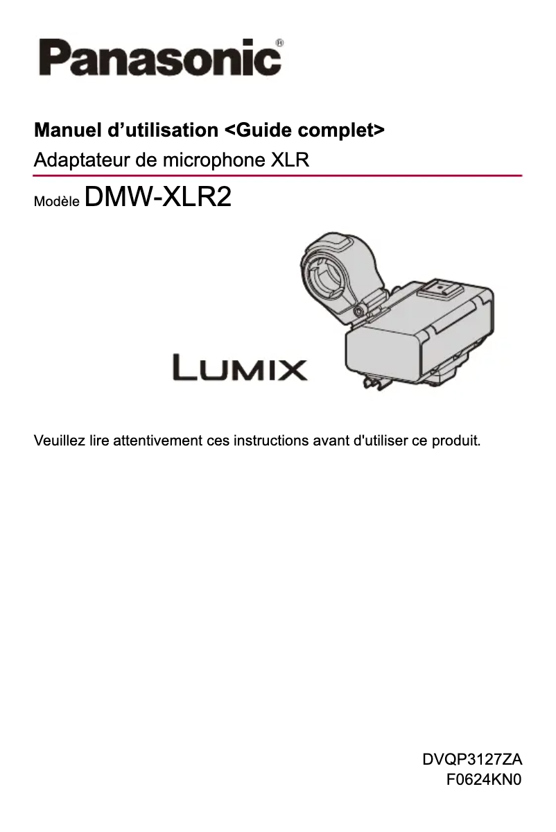 Page 1 de la notice Manuel utilisateur Panasonic DMW-XLR2