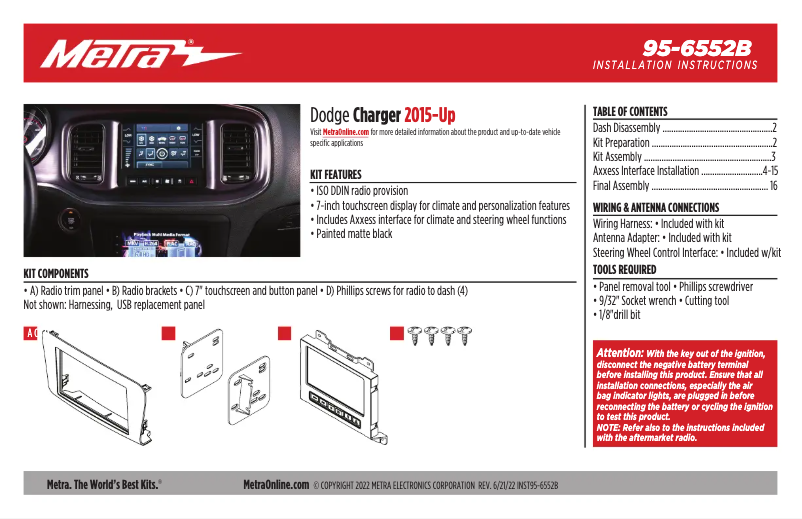 Page n°1 - Mode d'emploi Metra 95-6552B