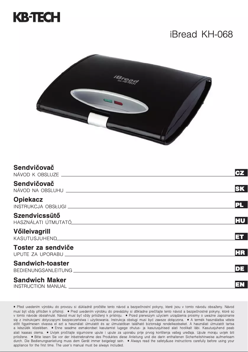 Page n°1 - Manuel utilisateur KB-TECH KH-068