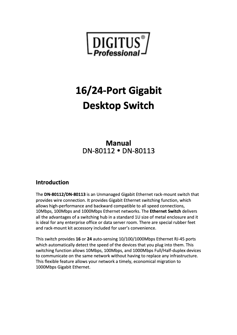 Image de la première page du manuel de l'appareil DN-80113
