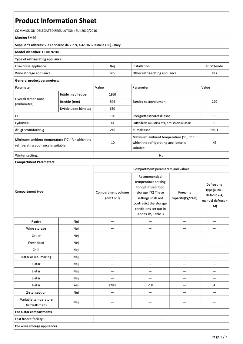 Image de la première page du manuel de l'appareil FF18EN2HX