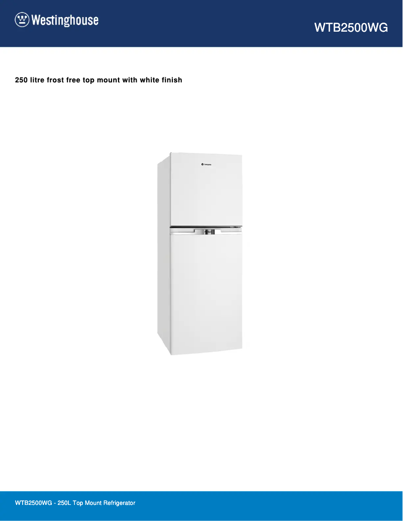 Page n°1 - Fiche technique Westinghouse WTB2500WG