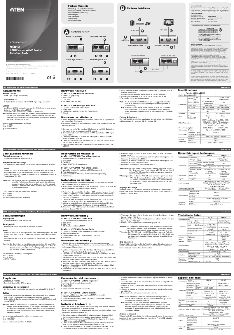 Page 1 de la notice Manuel utilisateur ATen VE810