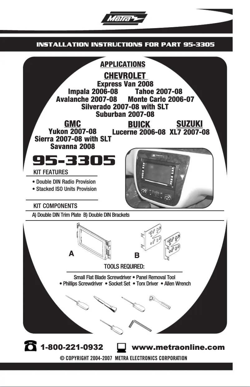 Page n°1 - Guide d'installation Metra 95-3305