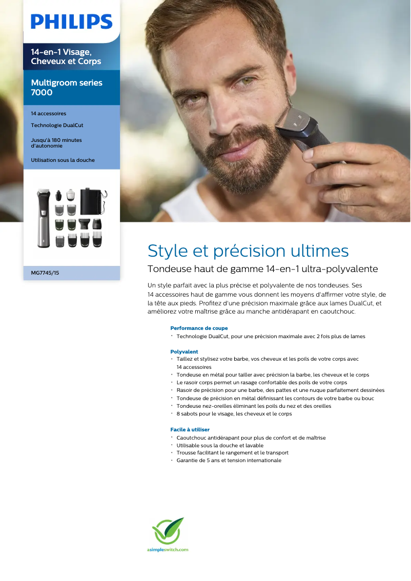Page 1 de la notice Manuel utilisateur Philips MG7745