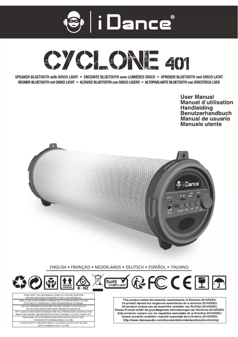 Page n°1 - Manuel utilisateur iDance Cyclone 401