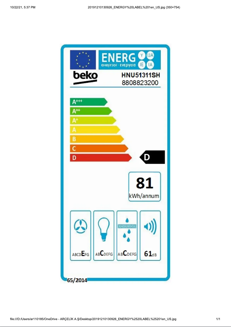 Image de la première page du manuel de l'appareil HNU51311SH