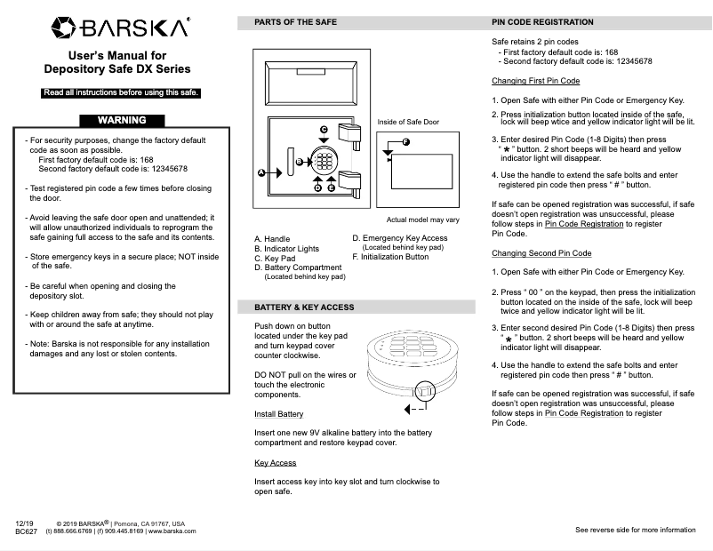 Page n°1 - Manuel utilisateur Barska AX12590