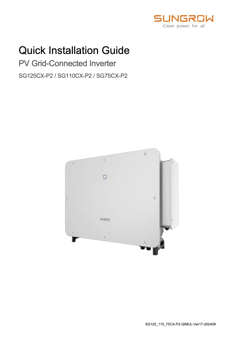Page 1 de la notice Manuel utilisateur Sungrow SG125CX-P2